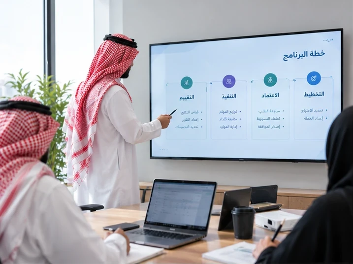 فريق يراجع خطة برنامج