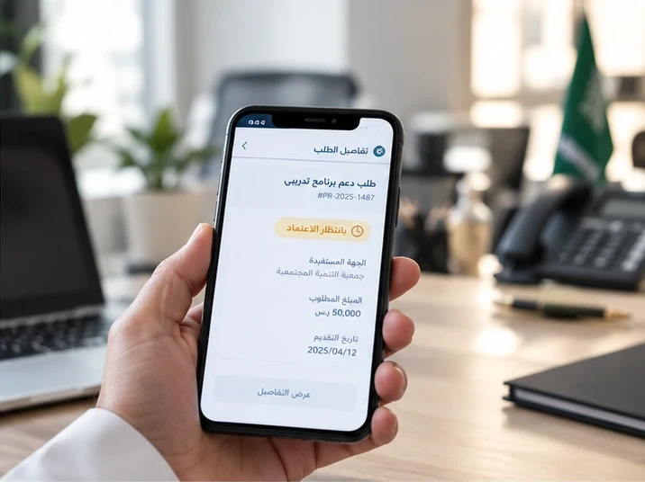 شاشة اعتماد طلب في مُدار على جوال